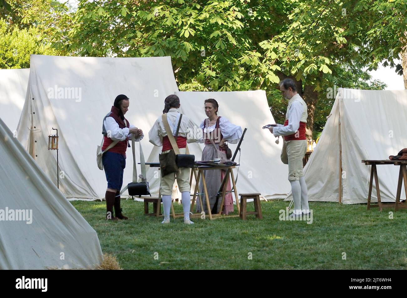 Historical reenactment of the spanish war of independence against napoleonic army. San Lorenzo de El Escorial, Madrid. Stock Photo