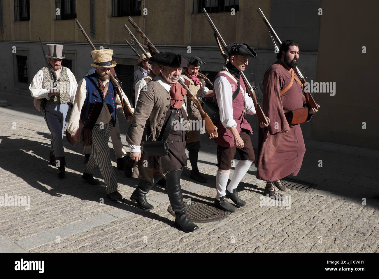 Historical reenactment of the spanish war of independence against napoleonic army. San Lorenzo de El Escorial, Madrid. Stock Photo