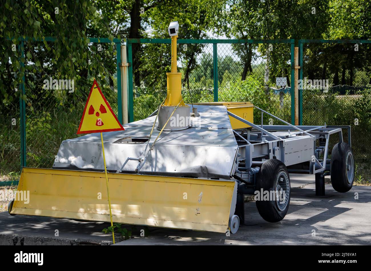 Space-dedicated vehicles used to clean the nuclear power plant after the accident. Prypiat, Chernobyl exclusion zone, Ukraine Stock Photo