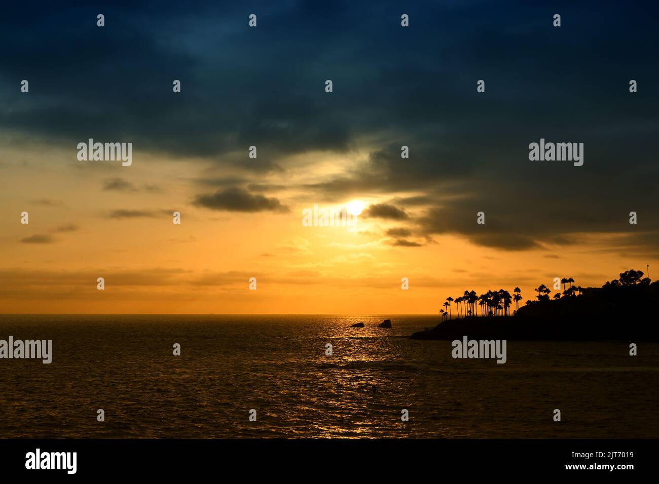 Sunset over Twin Points in Laguna Beach. Stock Photo
