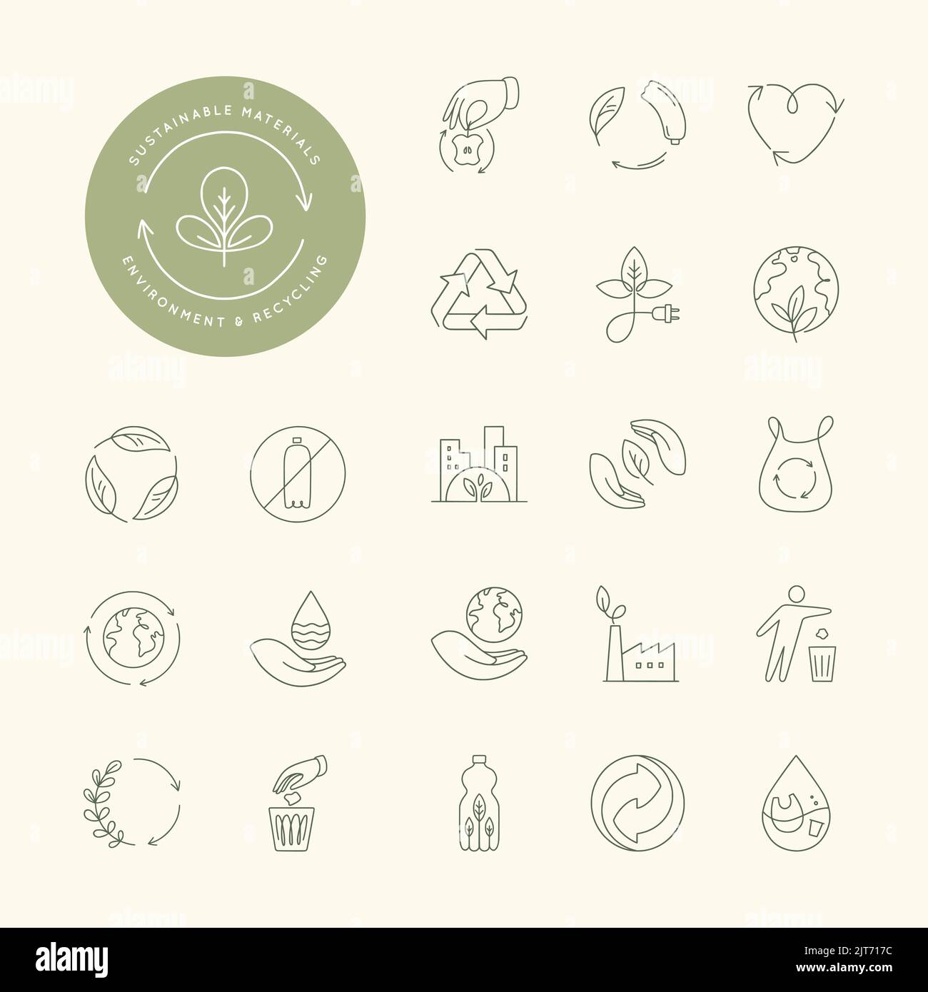 Vector set of design elements, logo design templates, icons, and badges in trendy linear style. Stock Vector
