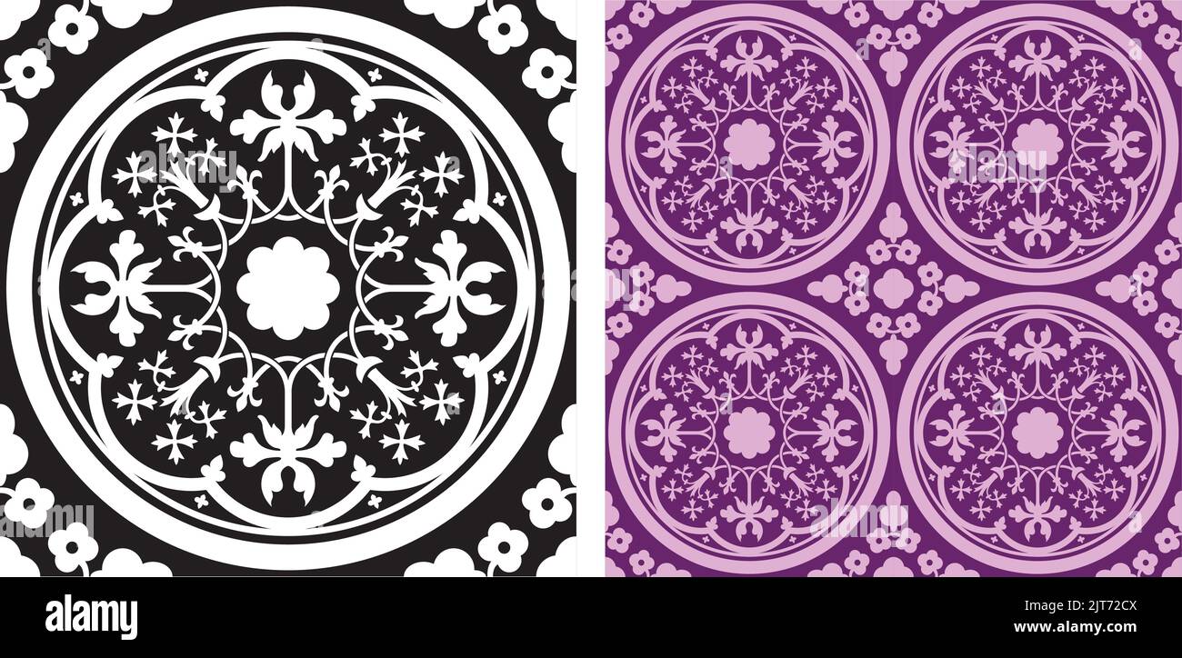 A vector illustration of a decorative floral repeating tile pattern. Stock Vector