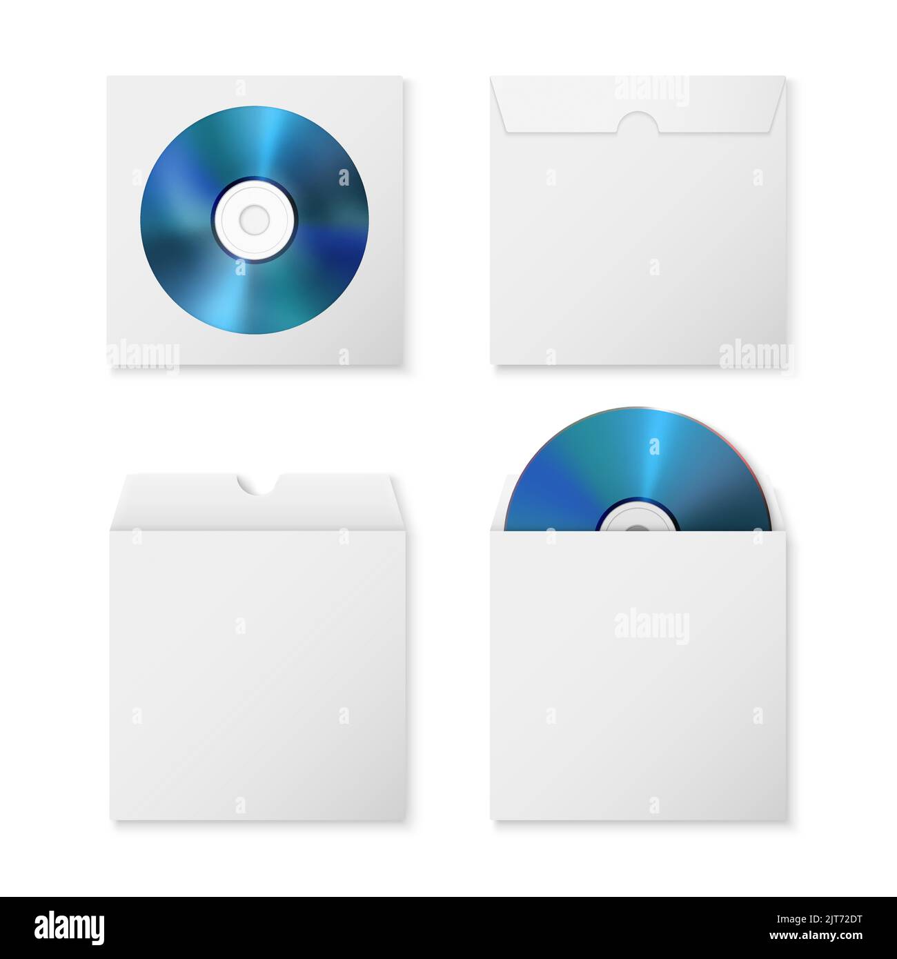 Vector 3d Realistic Blue CD, DVD with Paper Cover, Envelope, Case