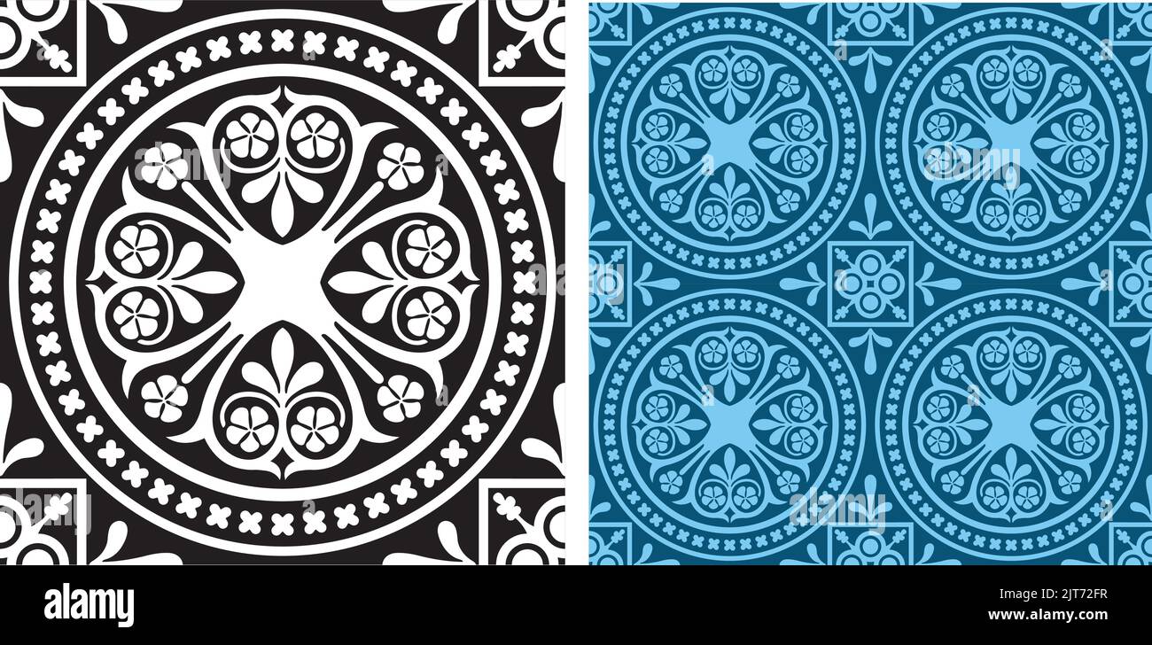 A vector illustration of a decorative floral repeating tile pattern. Stock Vector