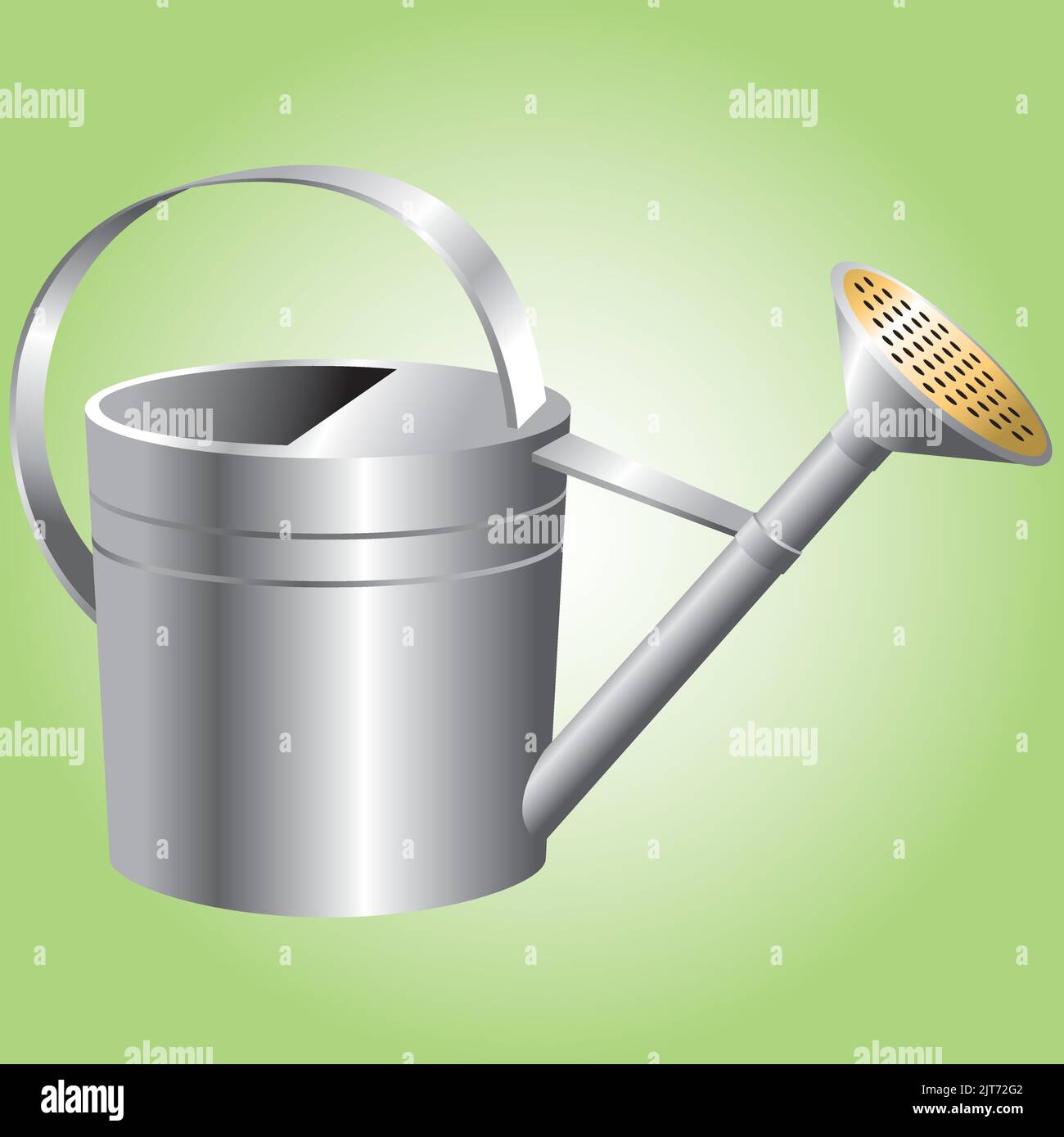 A graphic vector illustration of a metal watering can. Stock Vector