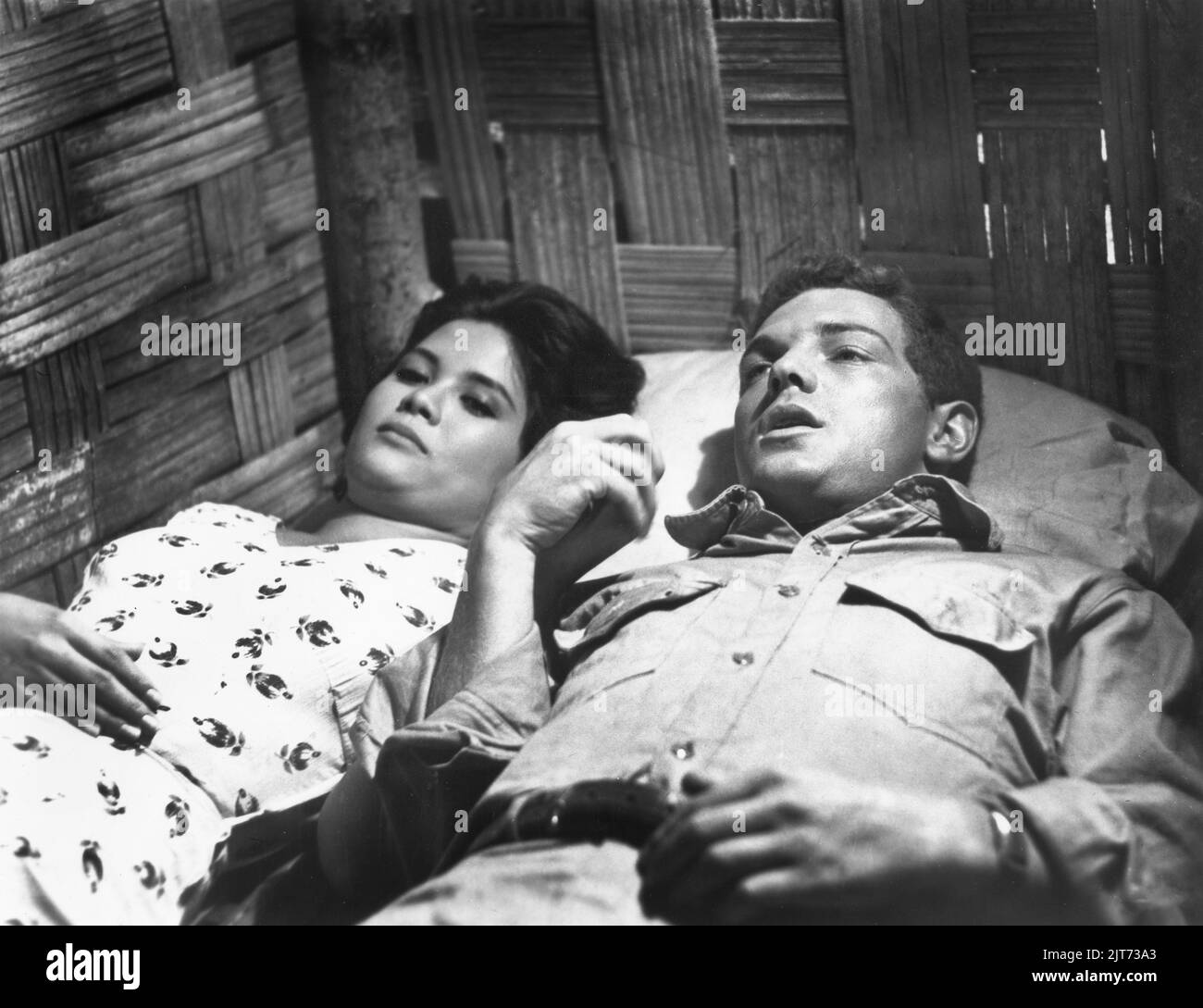 Liza Moreno, James MacArthur, on-set of the Film, 'Cry of Battle', Allied Artists, 1963 Stock Photo