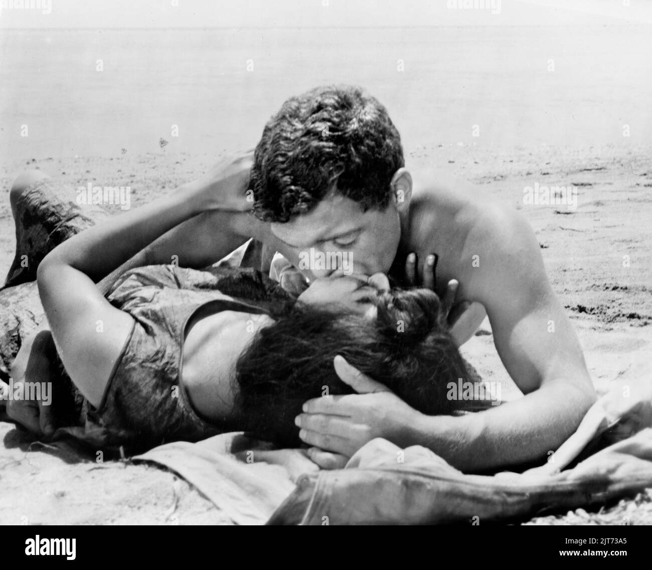James MacArthur, Rita Moreno, on-set of the Film, 'Cry of Battle', Allied Artists, 1963 Stock Photo