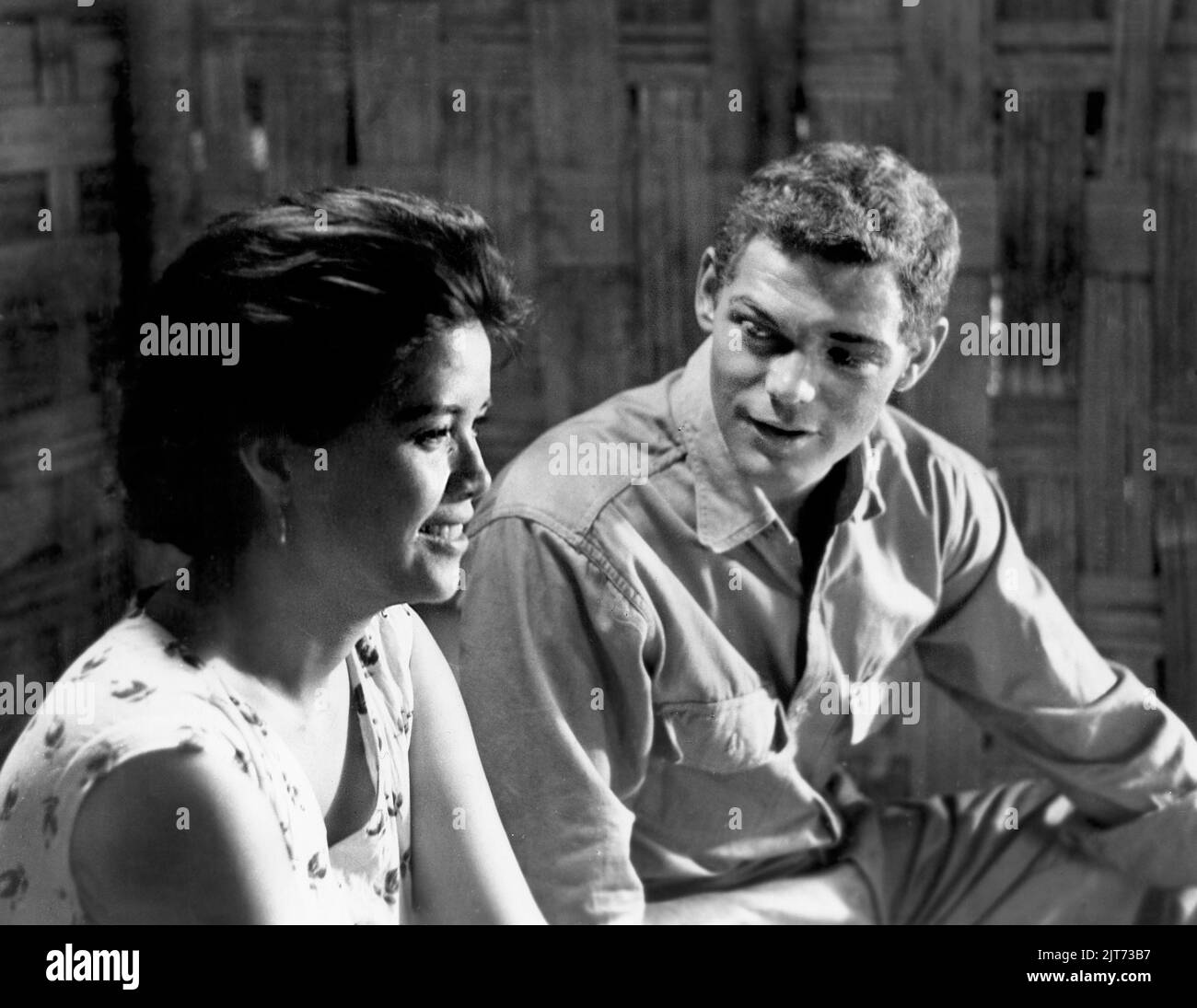 Liza Moreno, James MacArthur, on-set of the Film, 'Cry of Battle', Allied Artists, 1963 Stock Photo