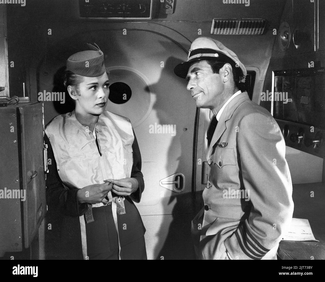 Bek Nelson, Gary Merrill, onset of the Film, "Crash Landing", aka