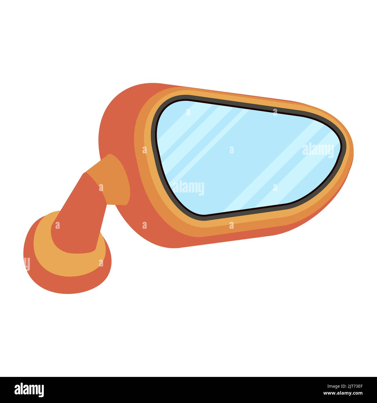 Orange mirror car icon view from inside illustration isolated on white