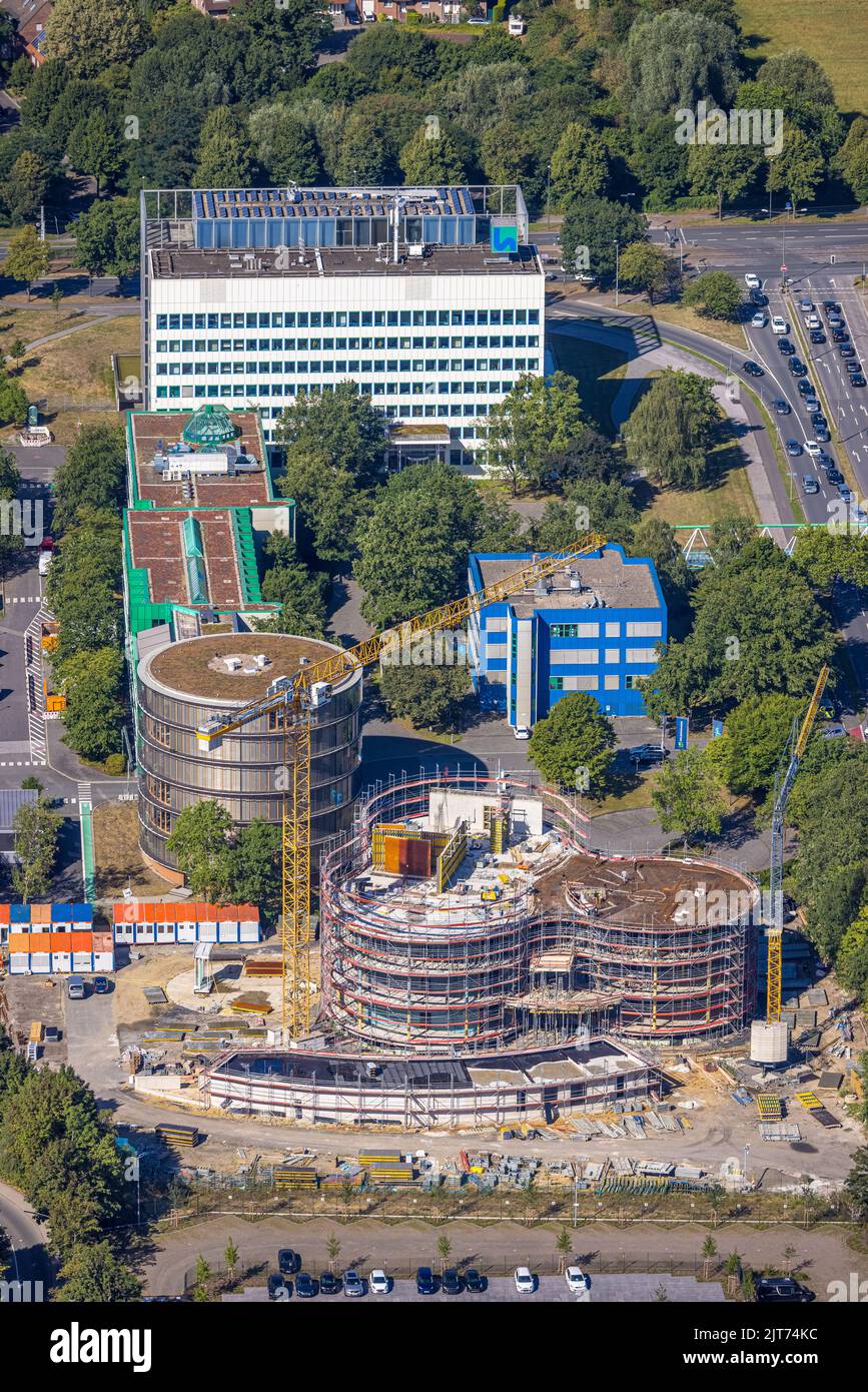 Aerial view, Gelsenwasser AG water supply company and construction site