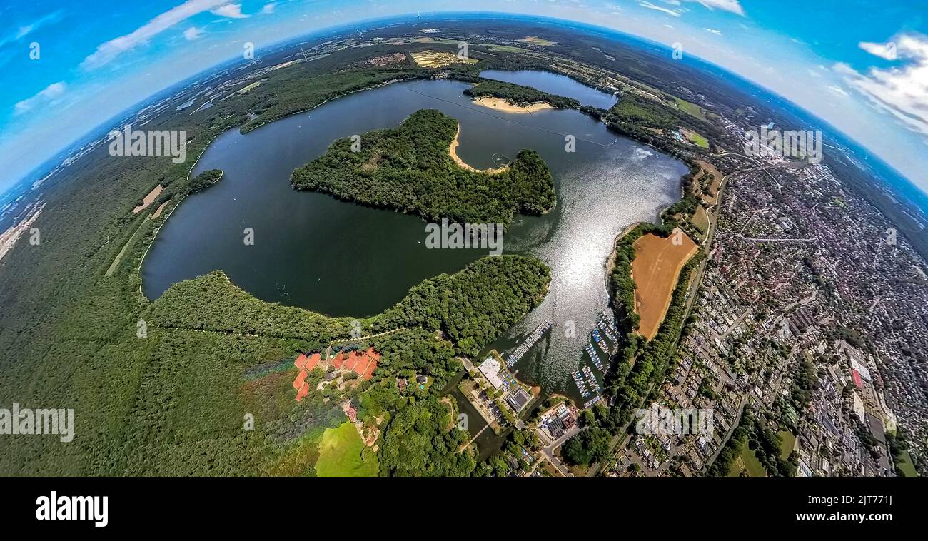 Lake Haltern, Halterner Stausee, Haltern city, Haltern am See, Ruhr area, North Rhine-Westphalia, Germany, DE, Europe, aerial photo, birds-eyes view, Stock Photo