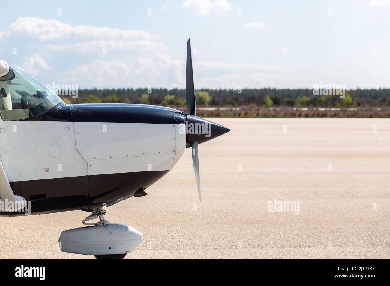 Side view of a small passenger plane. Stock Photo