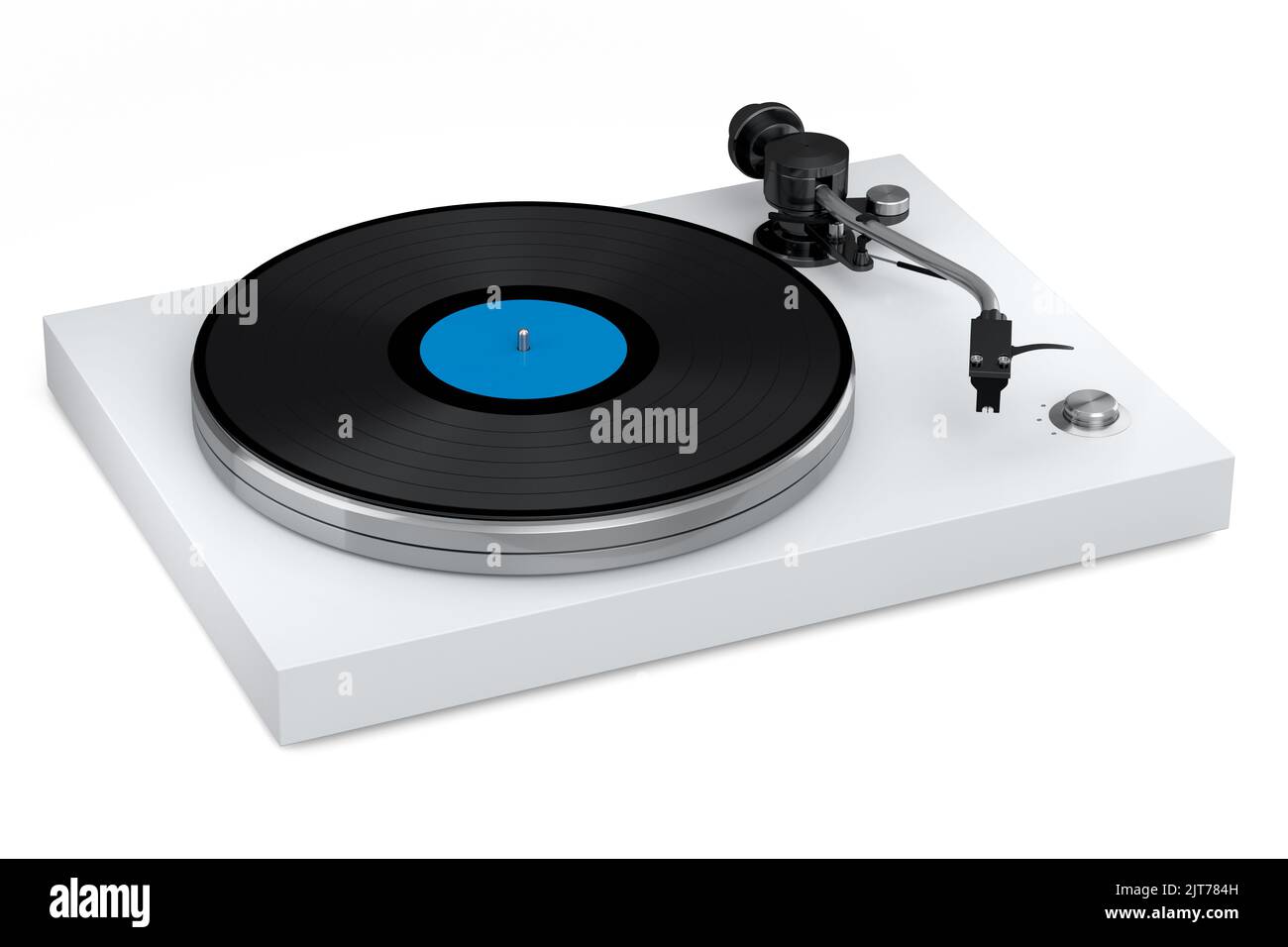 Vinyl record player or DJ turntable with retro vinyl disk on white ...