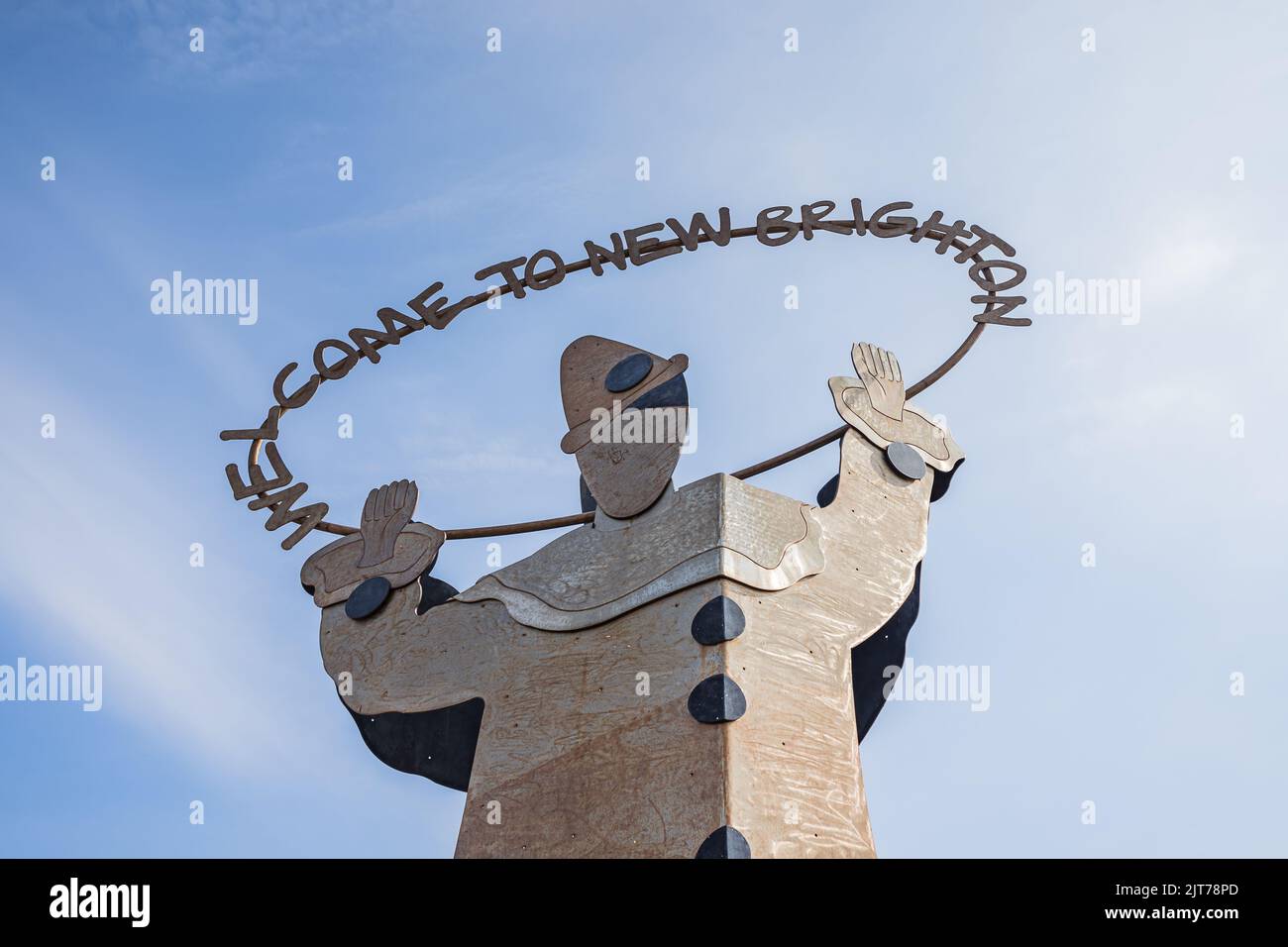 Looking up at the to New Brighton statue (created by Joan Ellis