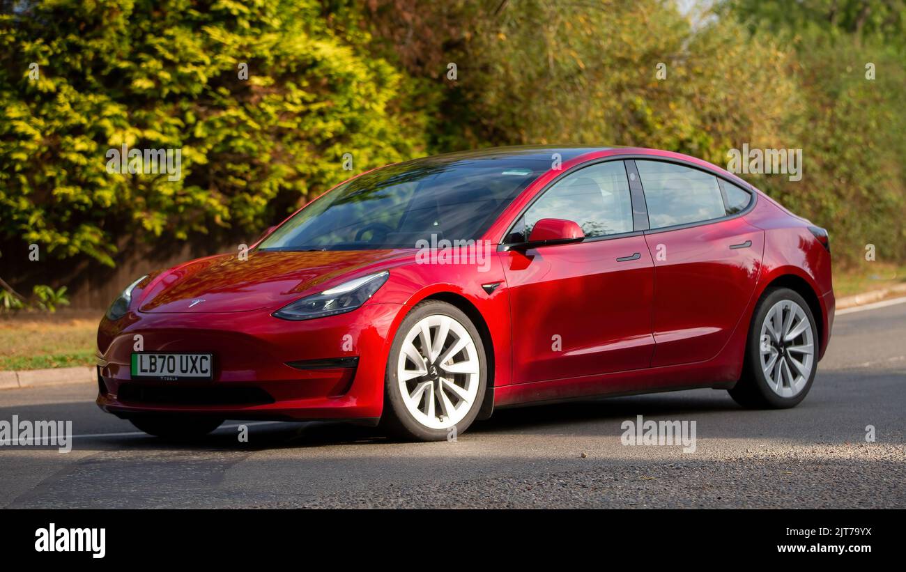 Red tesla electric car hi-res stock photography and images - Alamy