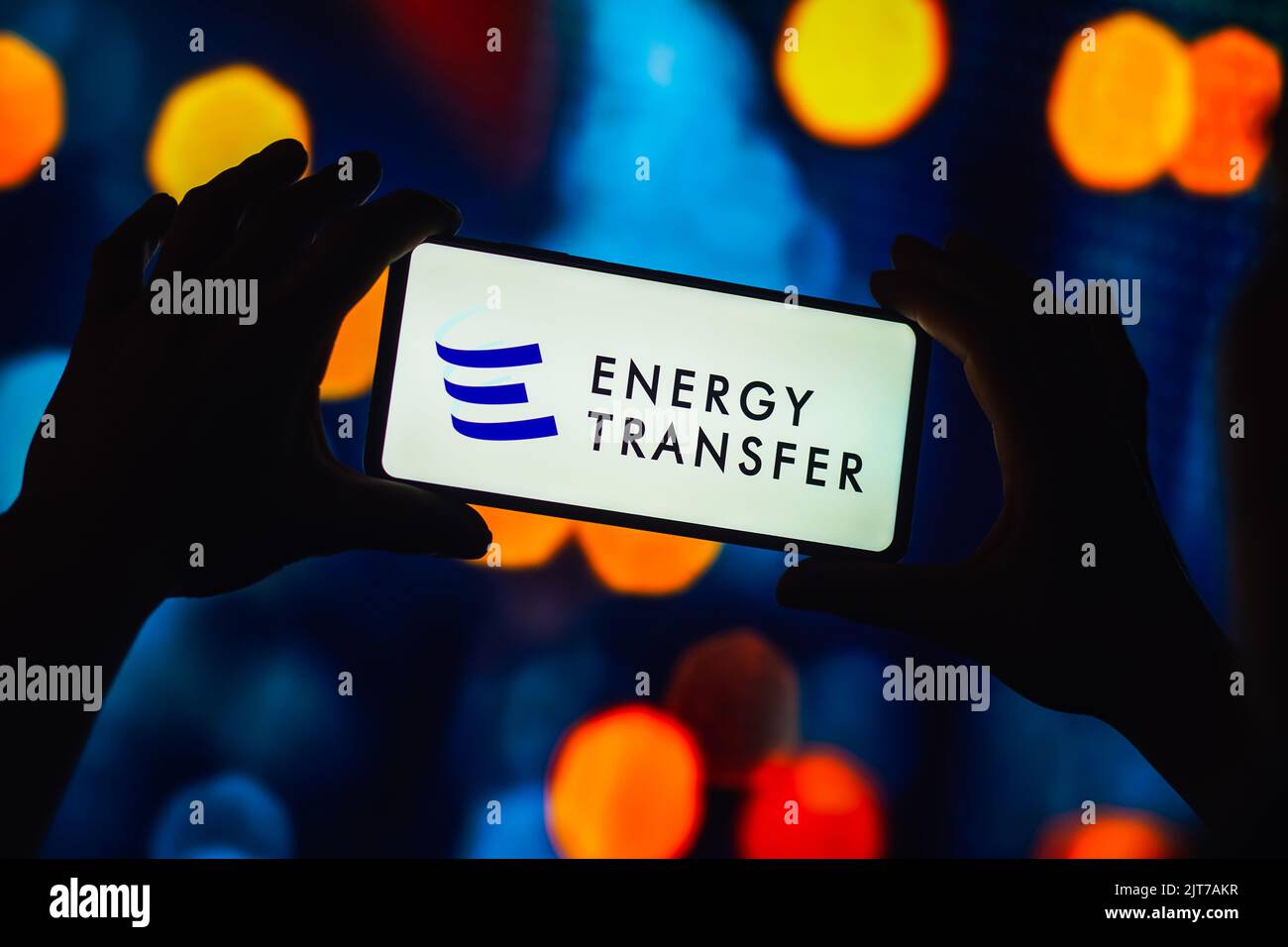 In this photo illustration, the Energy Transfer logo is displayed on a smartphone screen Stock Photo
