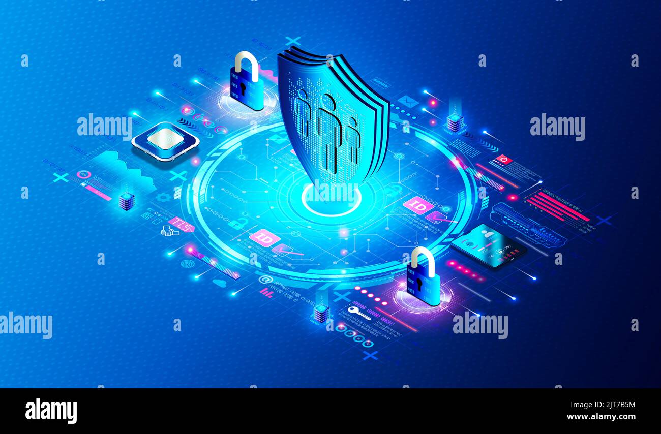 Identity Threat Detection and Response and Cloud Infrastructure Entitlement Management Concept - ITDR and CIEM - New Cloud-based Cybersecurity Solutio Stock Photo