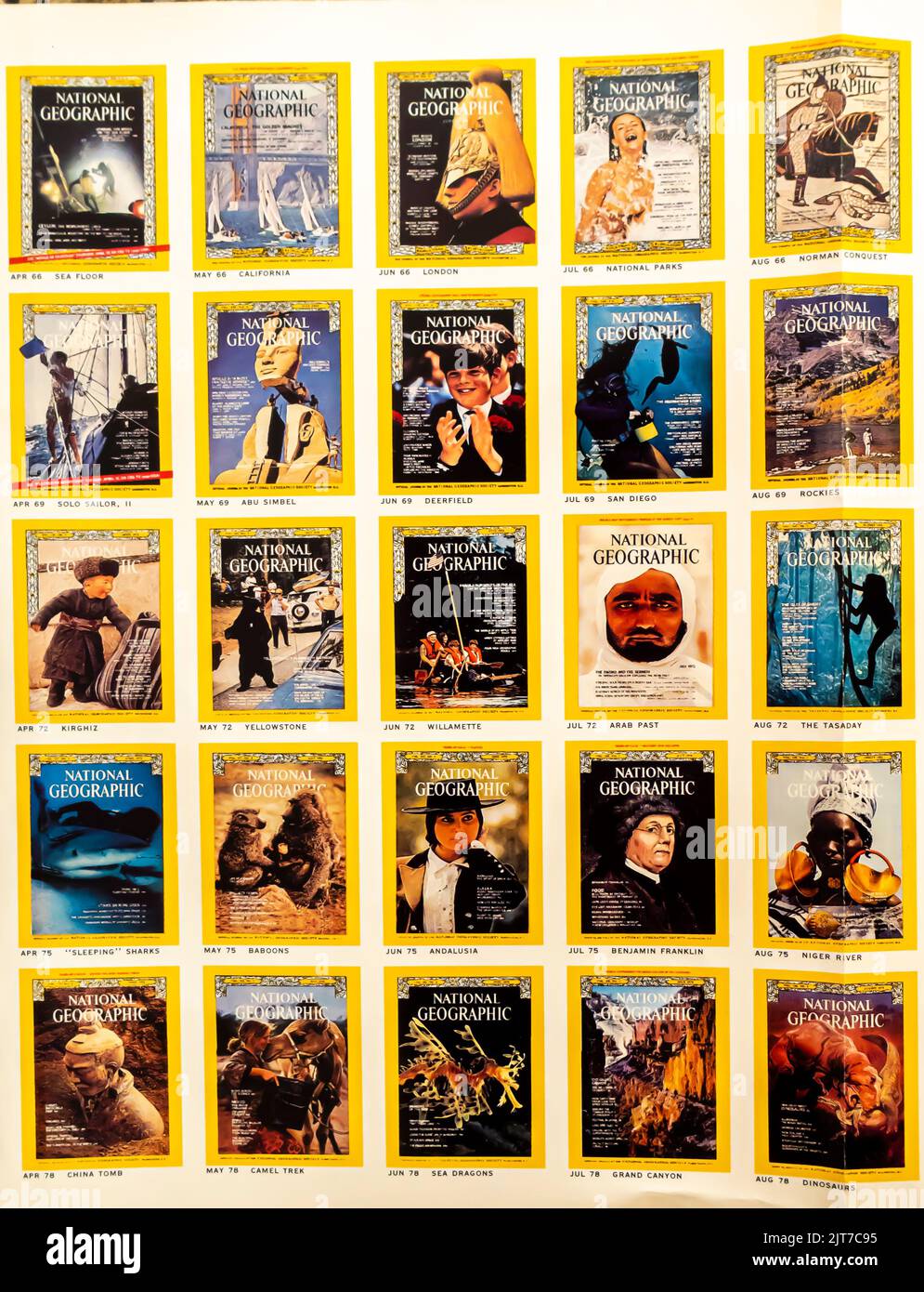 National Geographic magazines covers on a page in a NatGeo digest