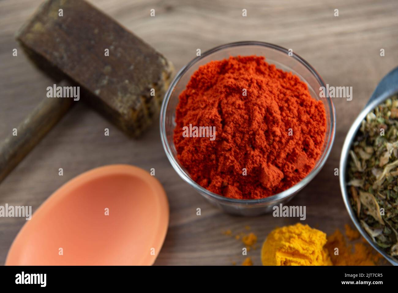 Condimate Red Ground red culinary condiment made from annatto (Bixa orellana ...