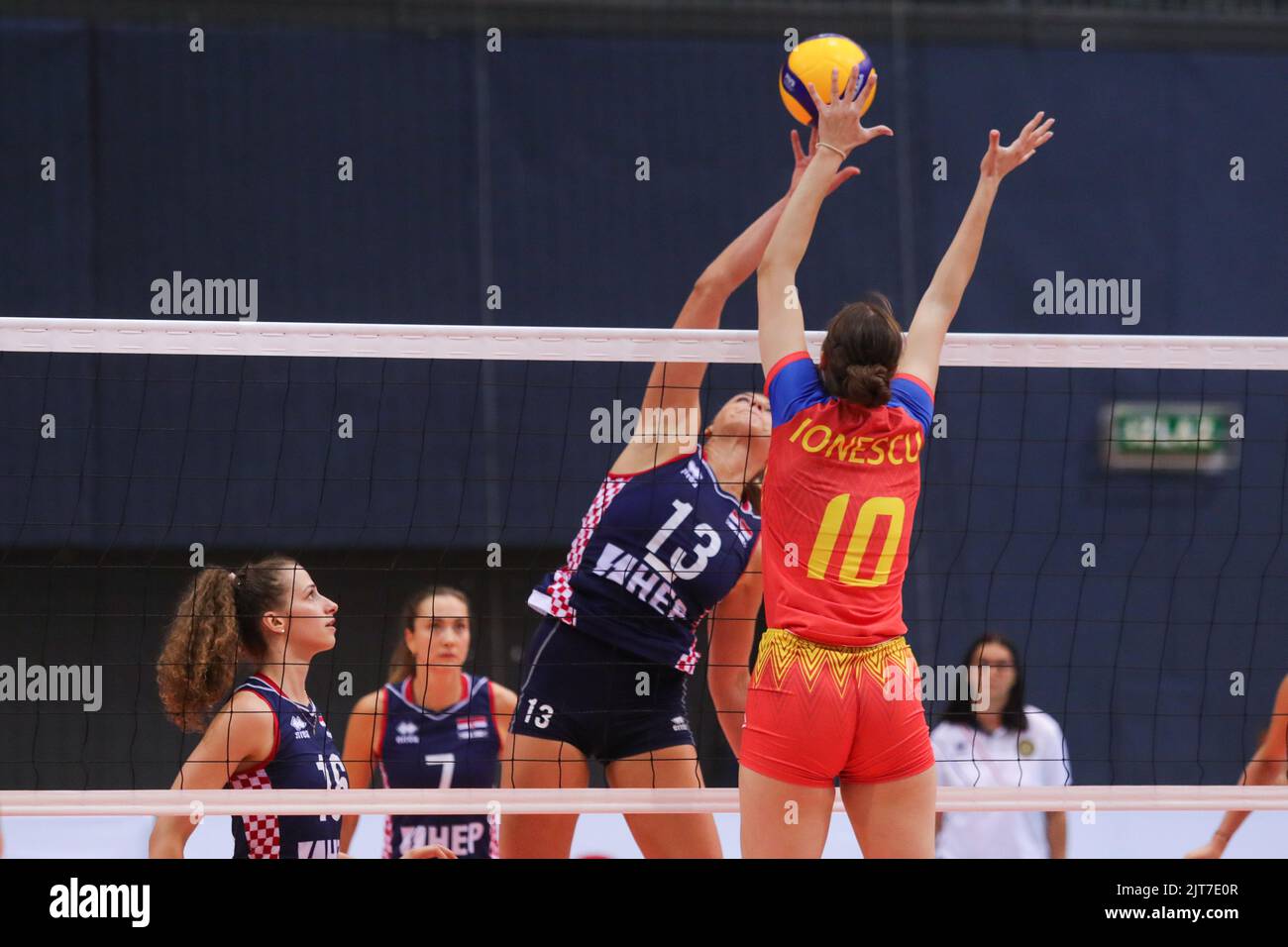 Samanta Fabris of Croatia spikes during European Volleyball Women's