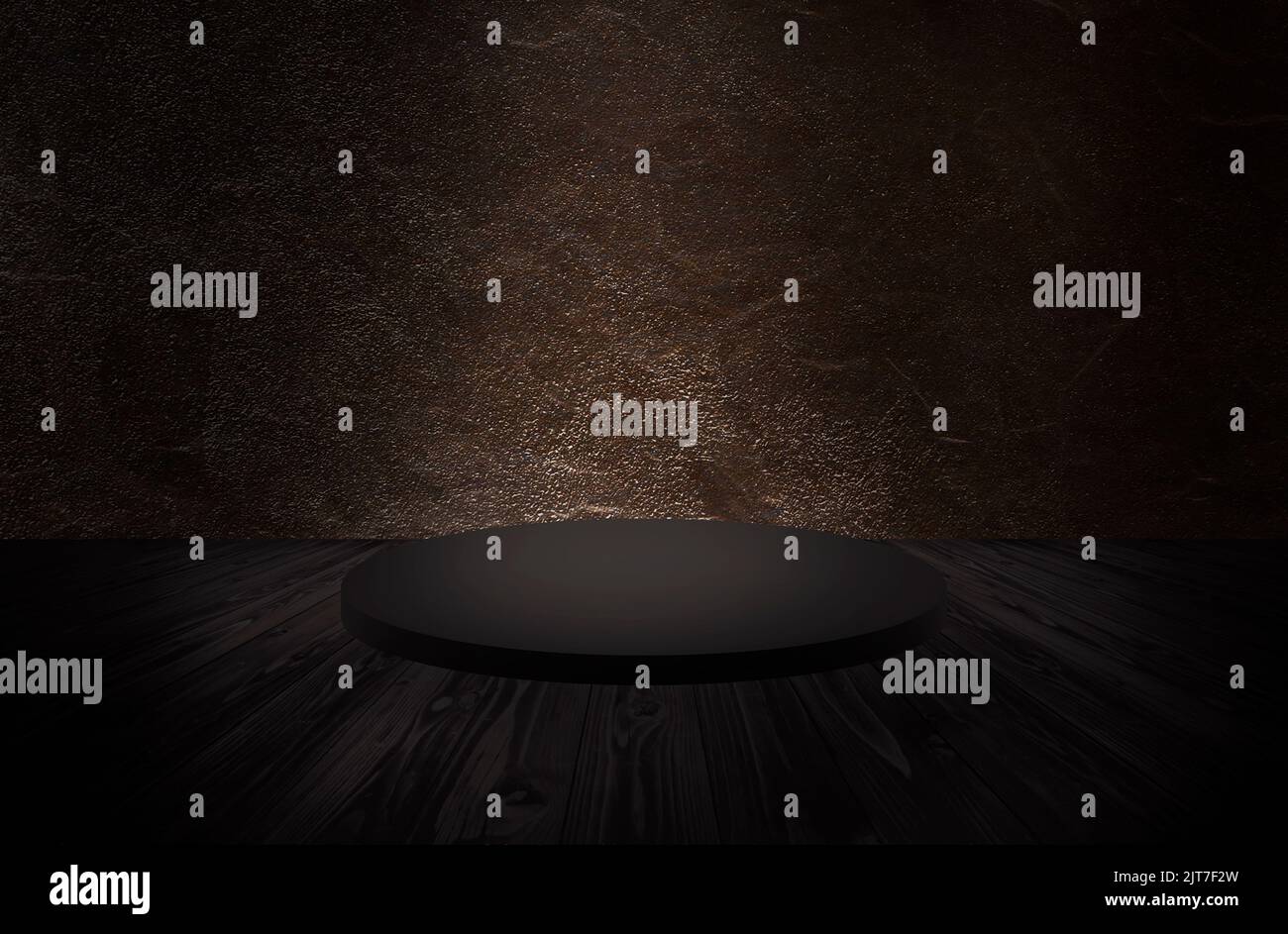 Product showcase with spotlight. gold illuminated wall Stock Photo