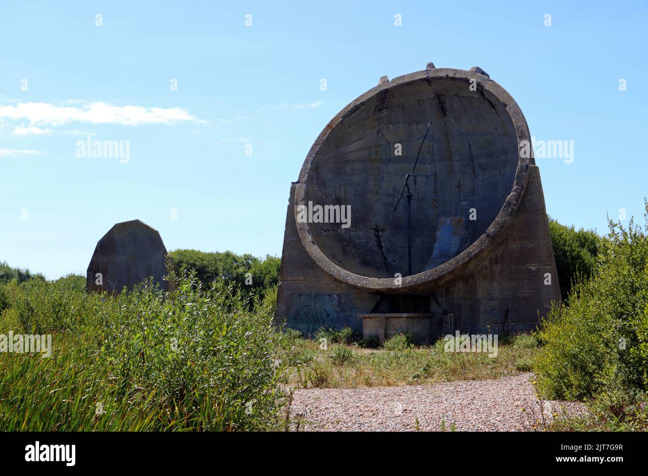 The Denge Sound Mirrors a cluster of concrete structures on the edge of Romney Marsh, between