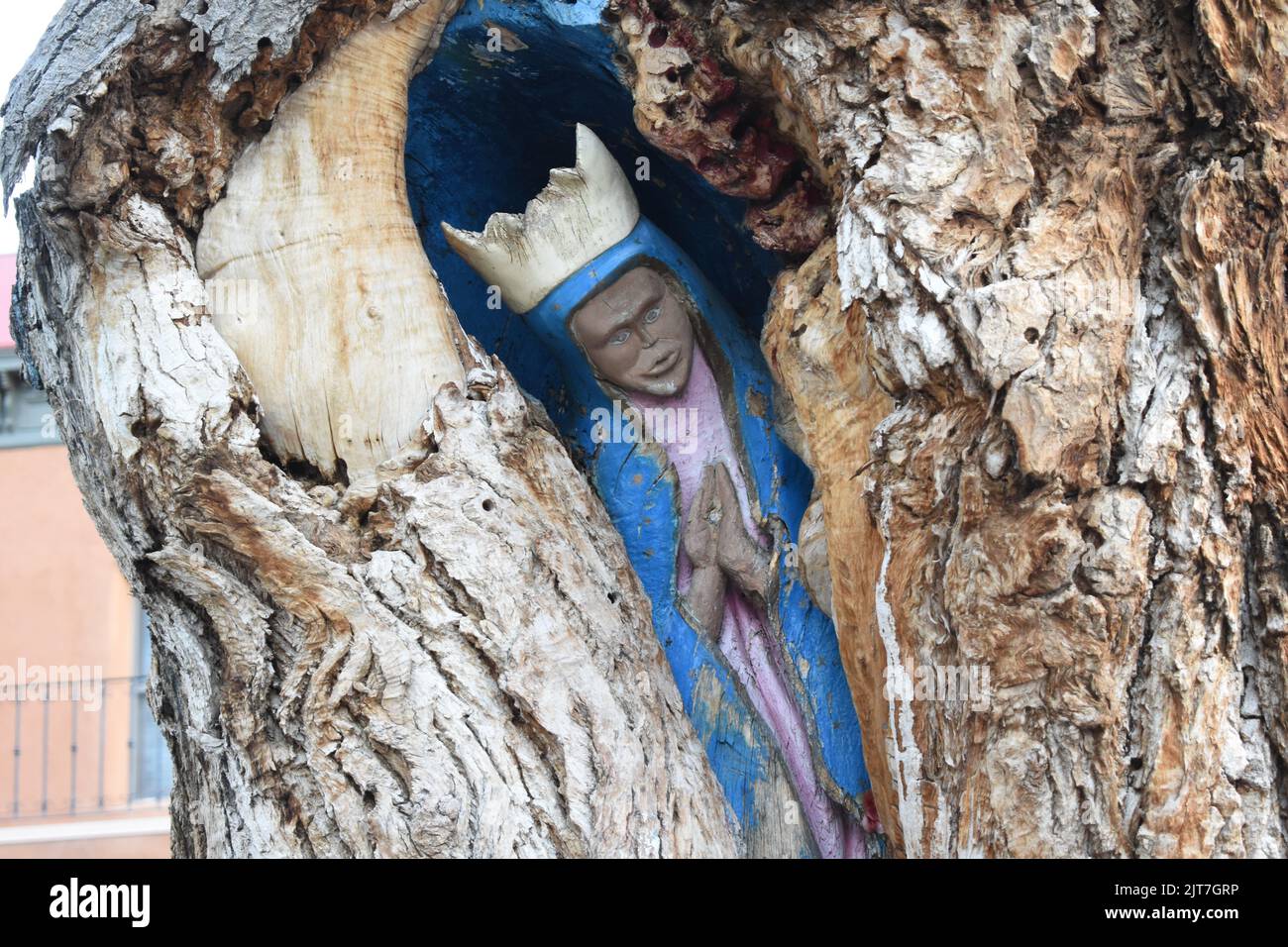 “Our Lady of Guadalupe” in Old Town, Albuquerque, NM USA Stock Photo