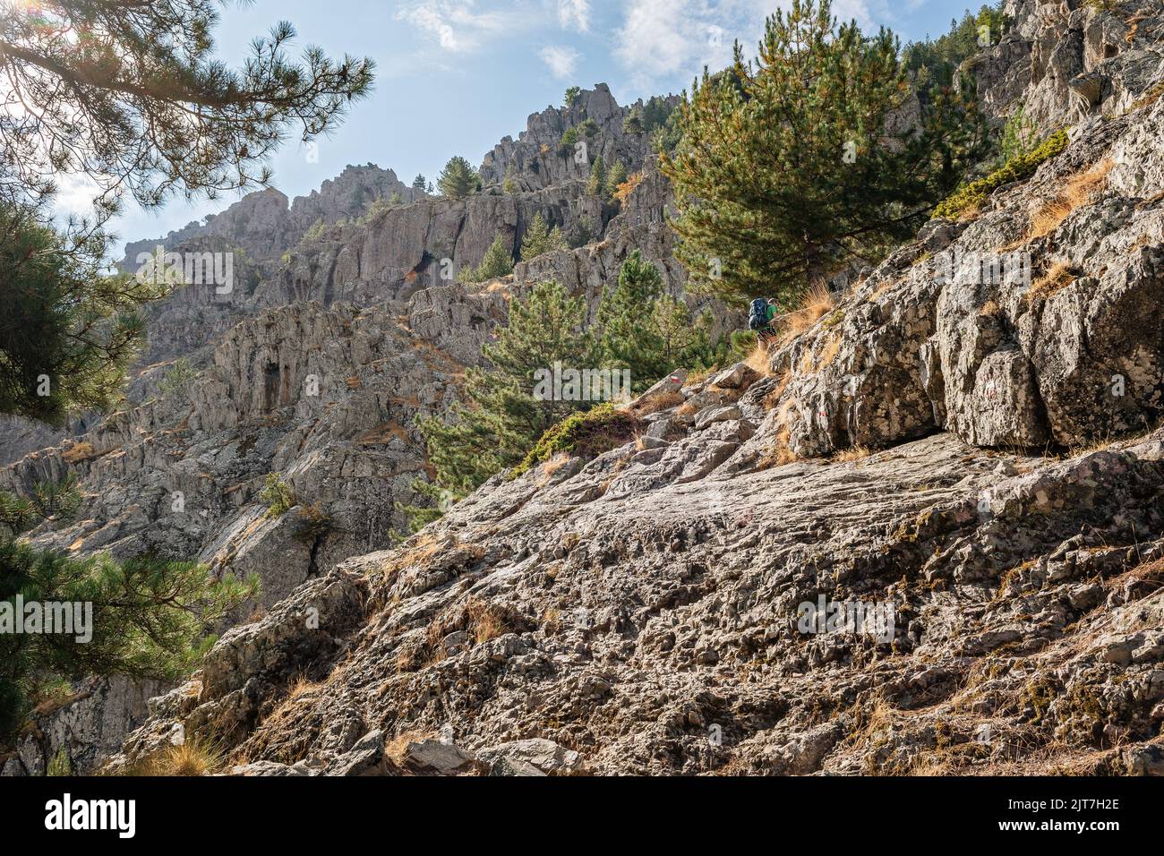 Rocks, GR20 between Calenzana and Ortu di u Piobbu, Corsica, France Stock Photo