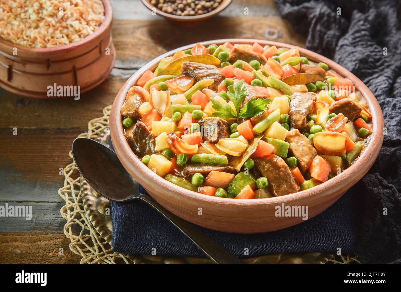 Arabic Cuisine The Torley casserole with meat. It's a mixture of meat