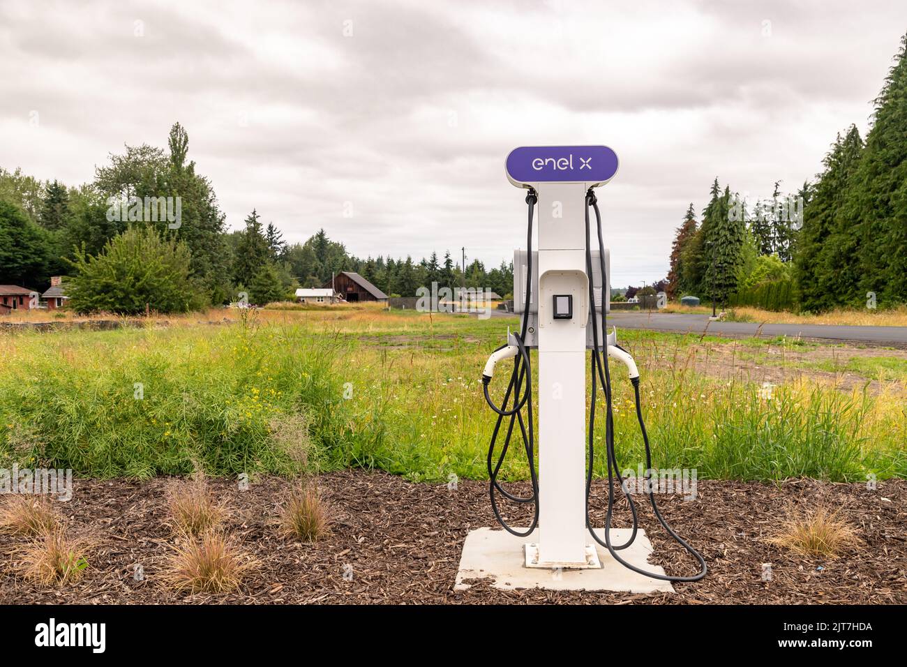 Sequim, WA USA 07182022 Enel X Electric Vehicle Charging Station
