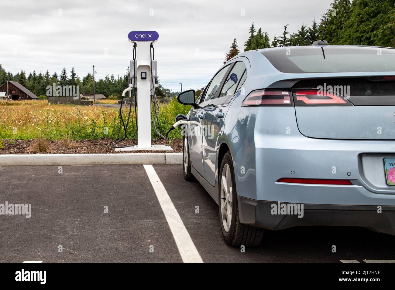 Sequim, WA USA 07182022 Enel X Electric Vehicle Charging Station