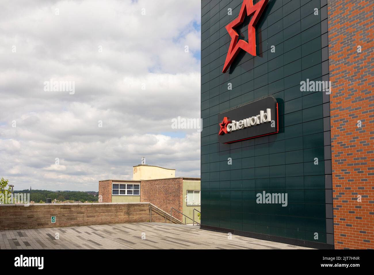 Hanley-Stoke-on-Trent, Staffordshire-United Kingdom April 21, 2022 Cineworld sign and building with copy space Stock Photo