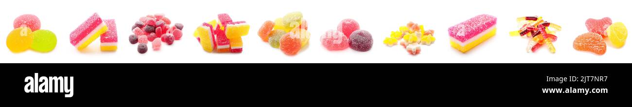 Set of tasty jelly candies on white background Stock Photo - Alamy