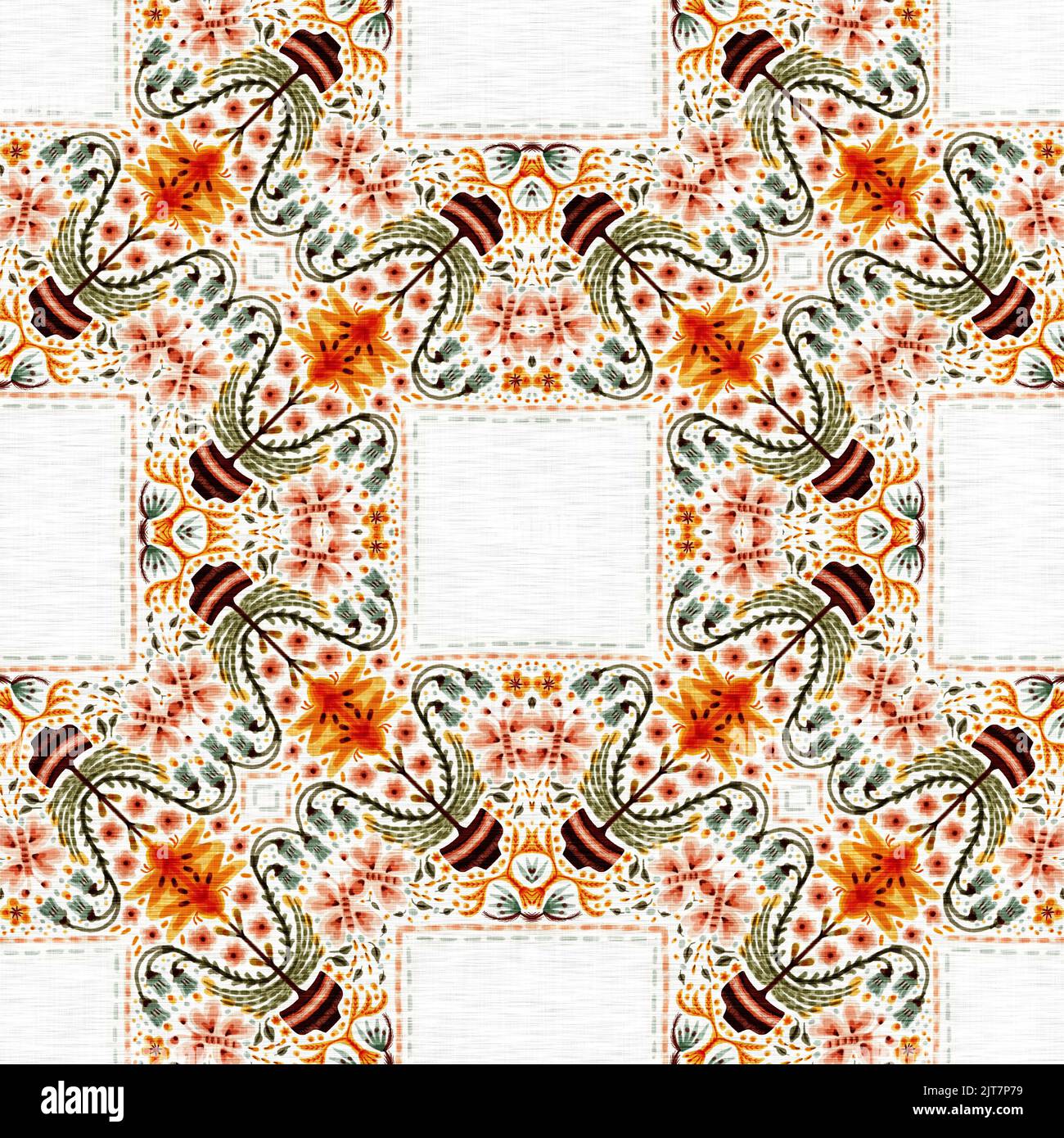 Boho botanical cottage core seamless pattern. Trendy decorative ...