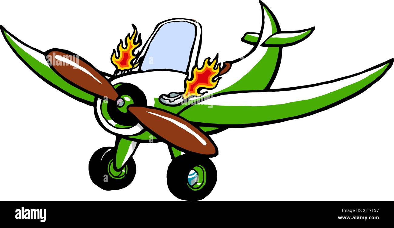 cartoon propeller plane with wheels down Stock Vector