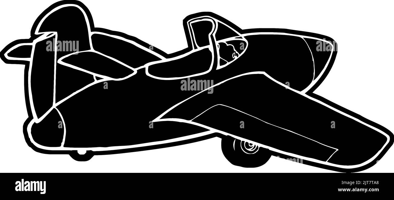 unpiloted cartoon plane silhouette Stock Vector