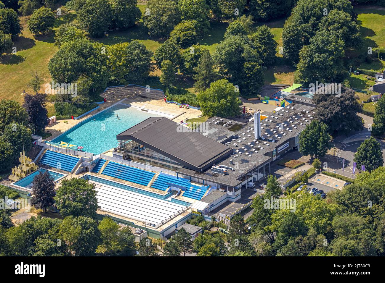 Aerial view, panorama pool VelbertNeviges, Neviges, Velbert, Ruhr area
