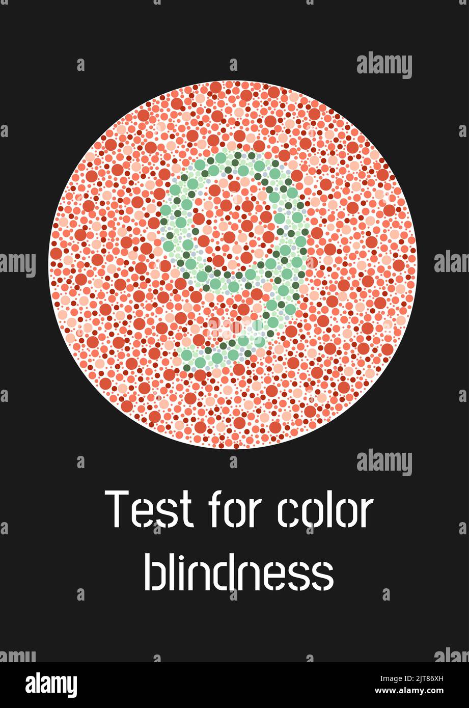 Ishihara test for color blindness. Color blind test. Green number 9 for colorblind people. Vector illustration. Stock Vector