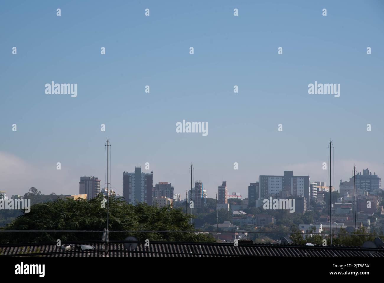 Dawn with fog in the city of Santa Maria RS Brazil. urban city. Fog ...
