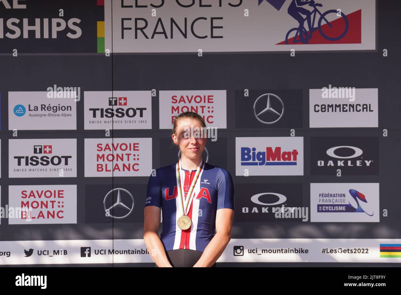 BATTEN Haley  during Podium UCI Mountain Bike World Championships in Les Gets 2022 Women Elite Cross-country Olympic - Final August 28, 2022, France Stock Photo