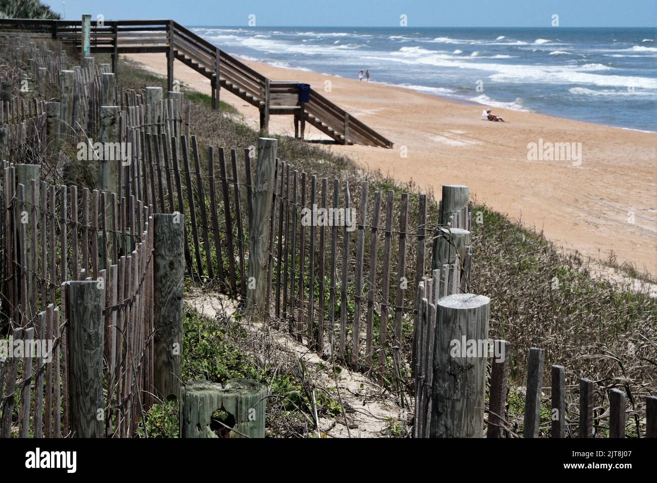Atlantic beach in Florida with wooden stairs on sand Stock Photo Alamy