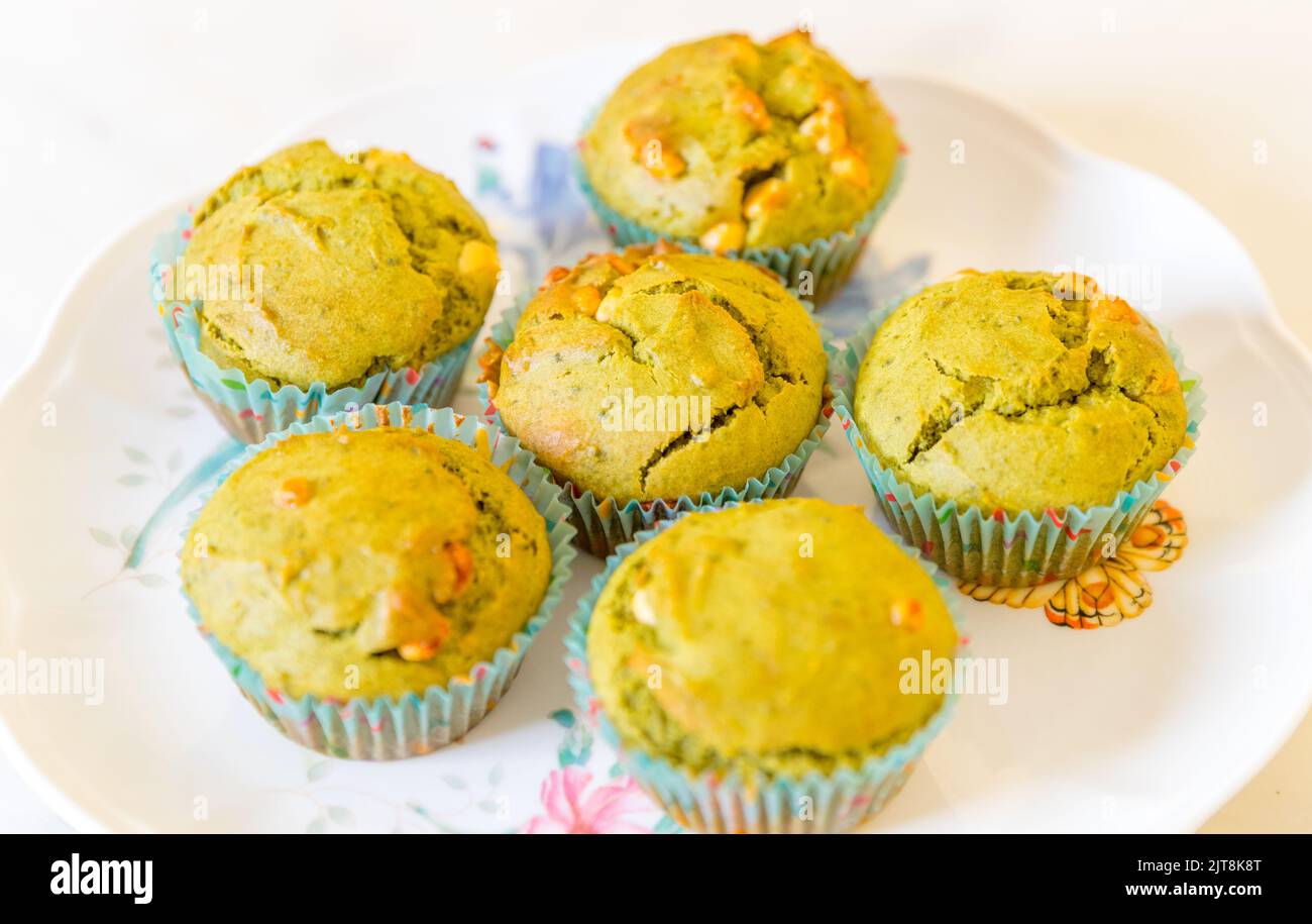 Tasty green tea muffins - Image Stock Photo