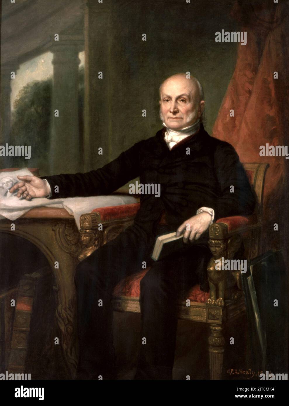 A portrait of John Quincy Adams, sixth president of the USA.  The painting is by George Peter Alexander Healy, c. 1858. Stock Photo