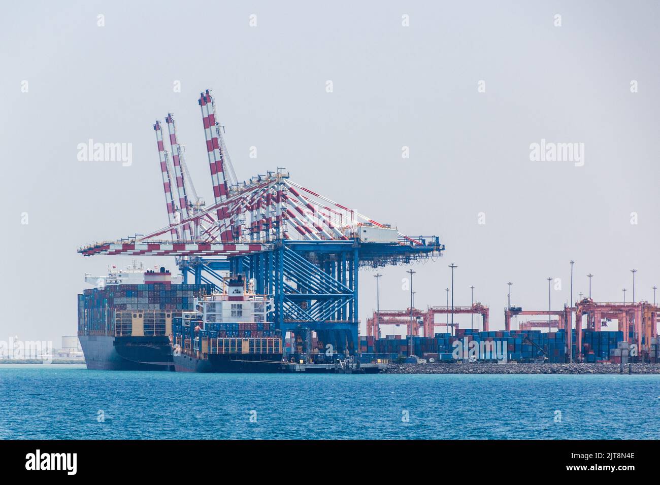 Ships And Cranes In The Port Of Djibouti Capital Of Djibouti Stock