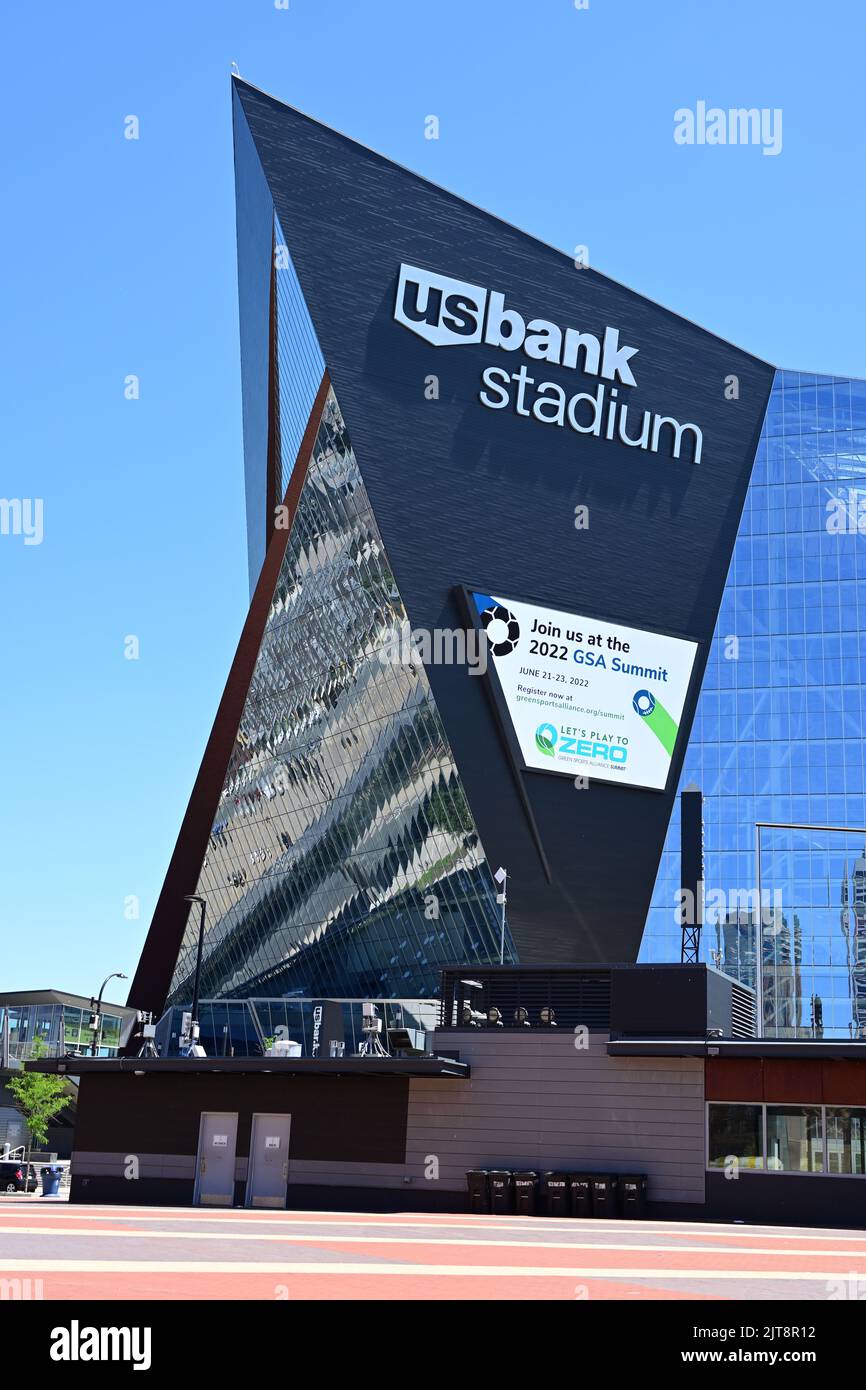 The outside of US Bank Stadium, home of the Minnesota Vikings. Stock Photo