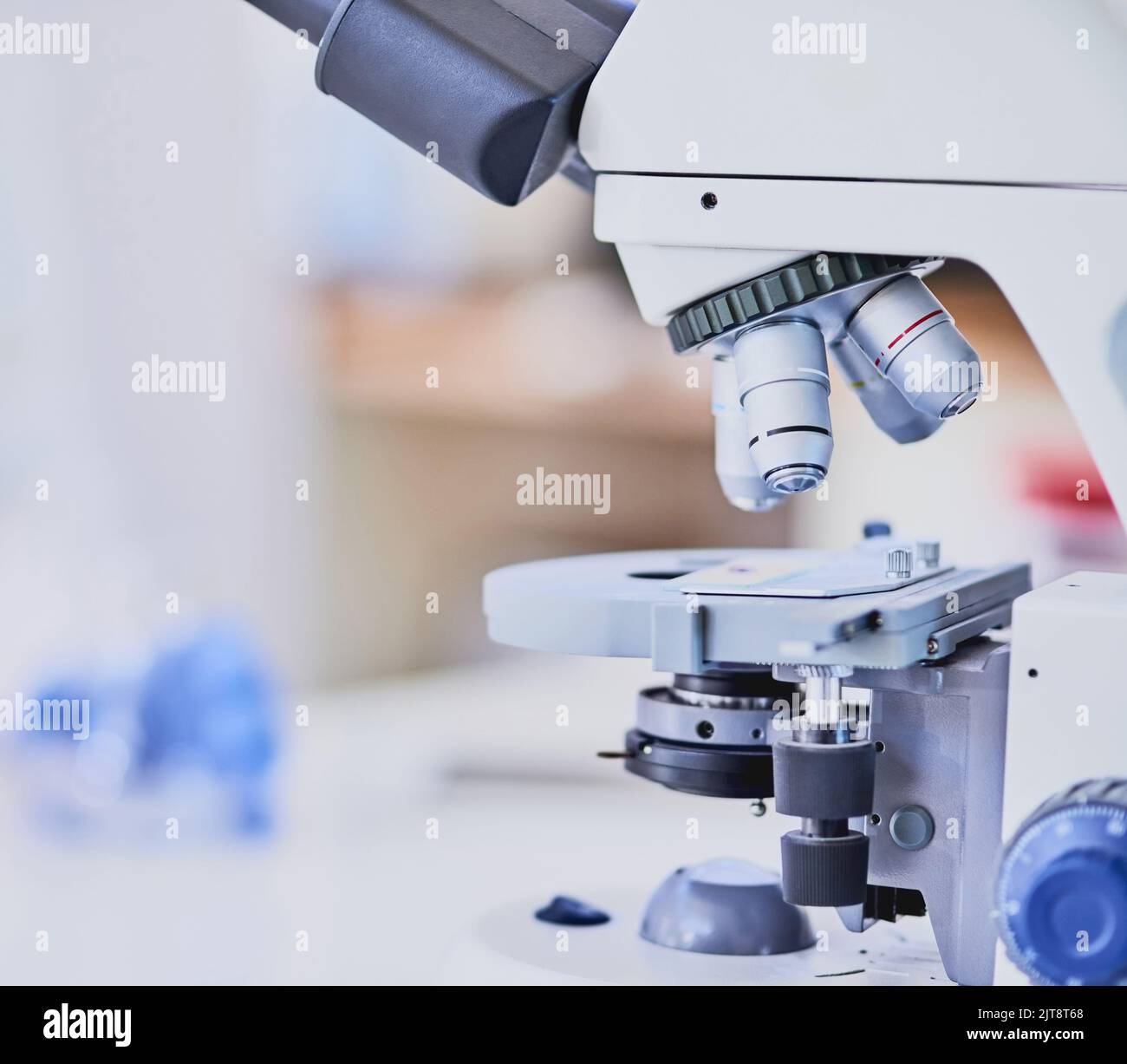 Tools for scientific advancement. Closeup shot of a microscope and