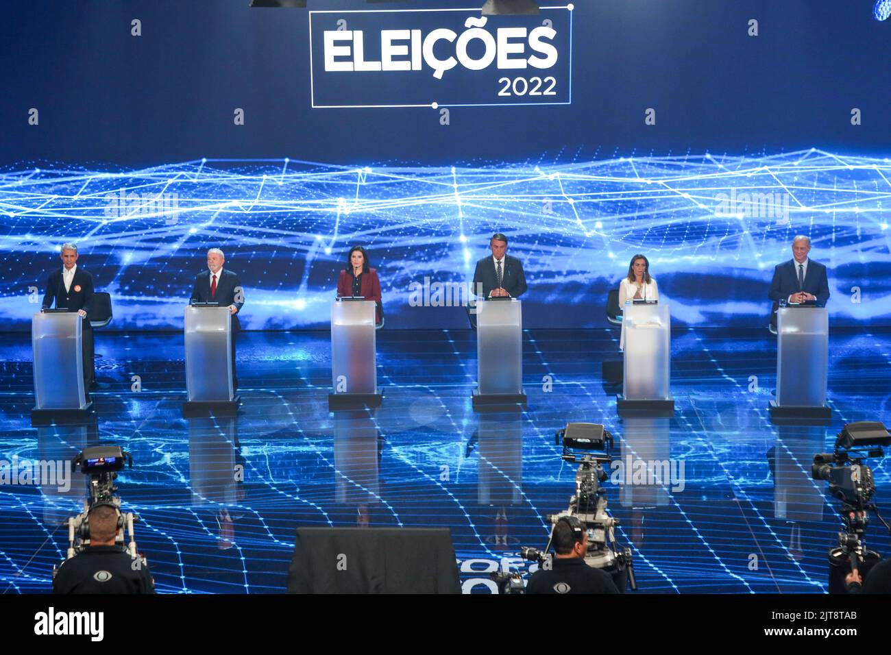 Sao Paulo, Brazil. 28th Aug, 2022. Debate between candidates for the Presidency of the Republic of Brazil during Bandeirantes television station in São Paulo Credit: Brazil Photo Press/Alamy Live News Credit: Brazil Photo Press/Alamy Live News Stock Photo