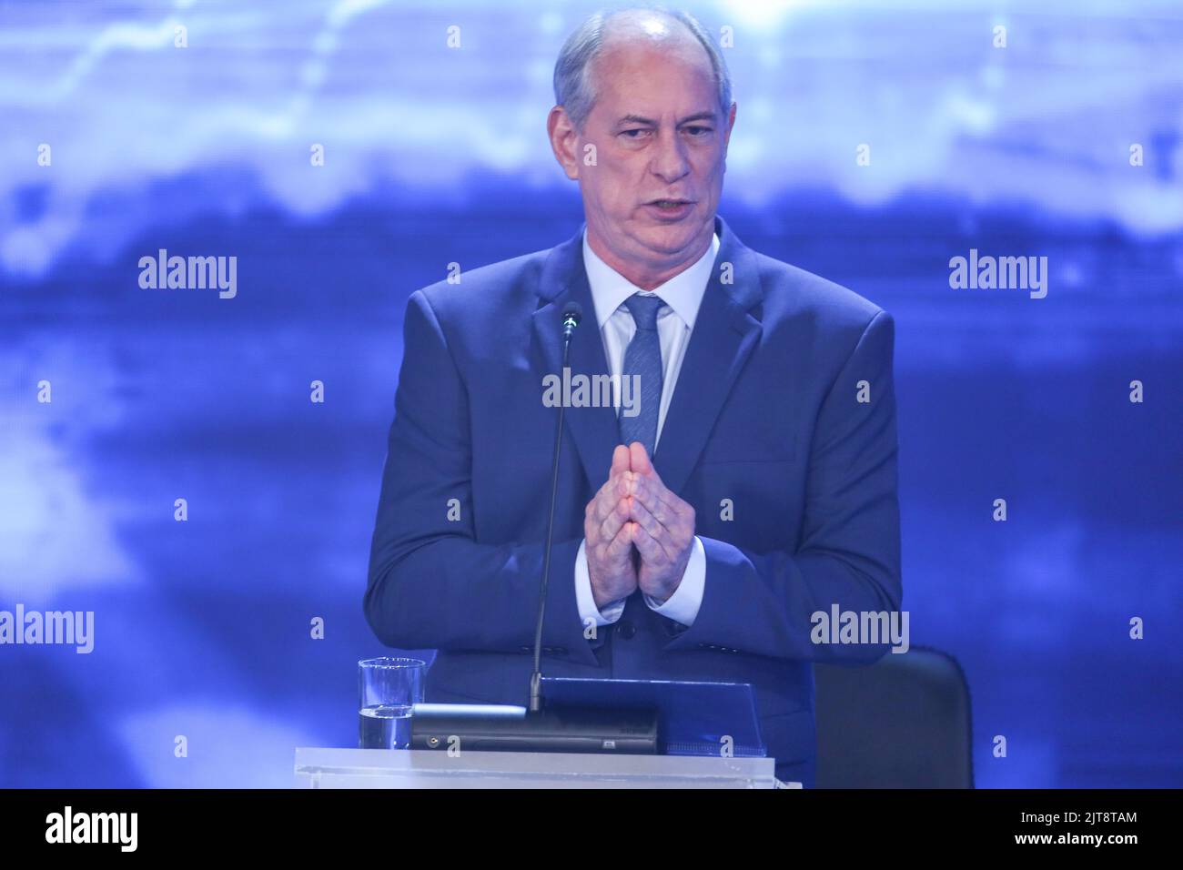 Sao Paulo, Brazil. 28th Aug, 2022. Candidate Ciro Gomes during a debate between candidates for the Presidency of the Republic of Brazil at the headquarters of Grupo Bandeirantes in the Morumbi neighborhood in the south region of São Paulo on Sunday night, 28. Credit: Brazil Photo Press/Alamy Live News Credit: Brazil Photo Press/Alamy Live News Stock Photo