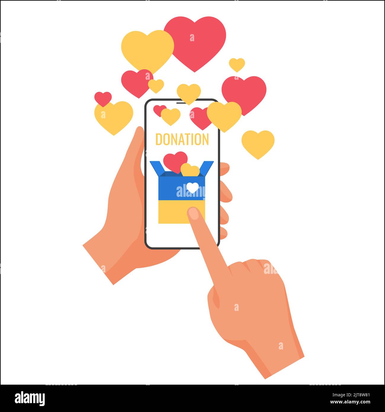 Support, solidarity with Ukraine concept, online donation app vector ...